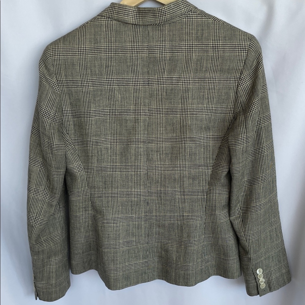 Ralph Lauren Houndstooth Linen Wool Blazer Size 10 - Picture 3 of 12